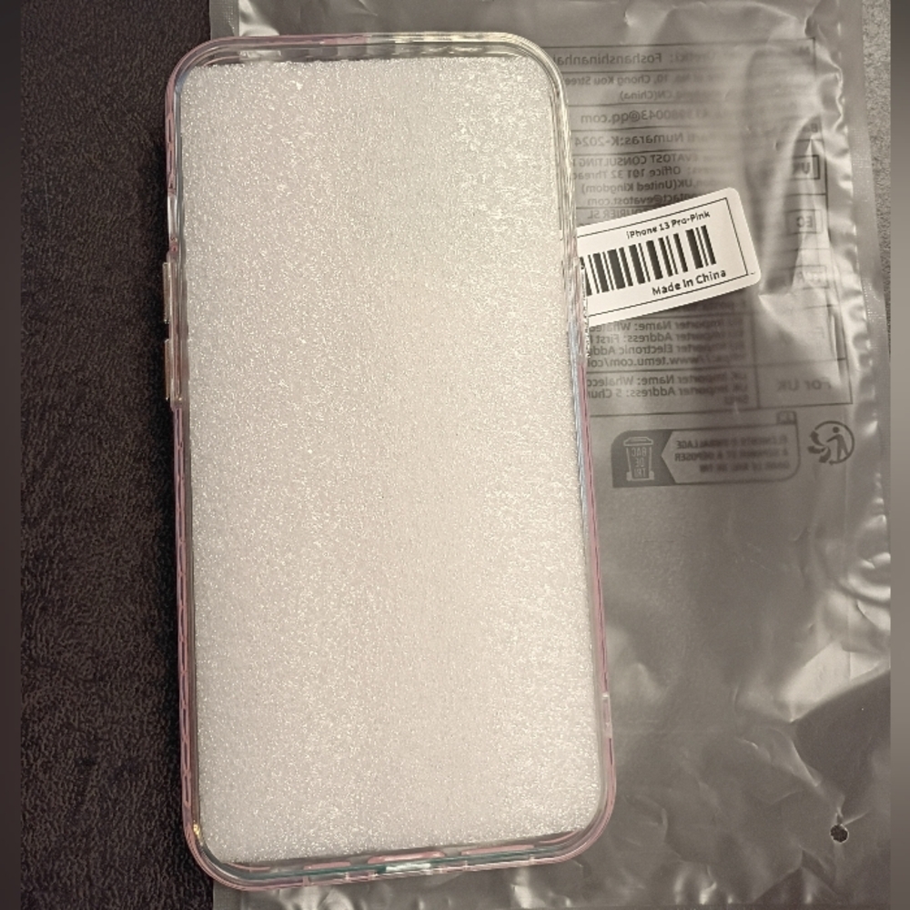 iPhone 13 Pro Pink Glitter Heart Transparent Shockproof Silicone Back Case - Picture 8 of 9